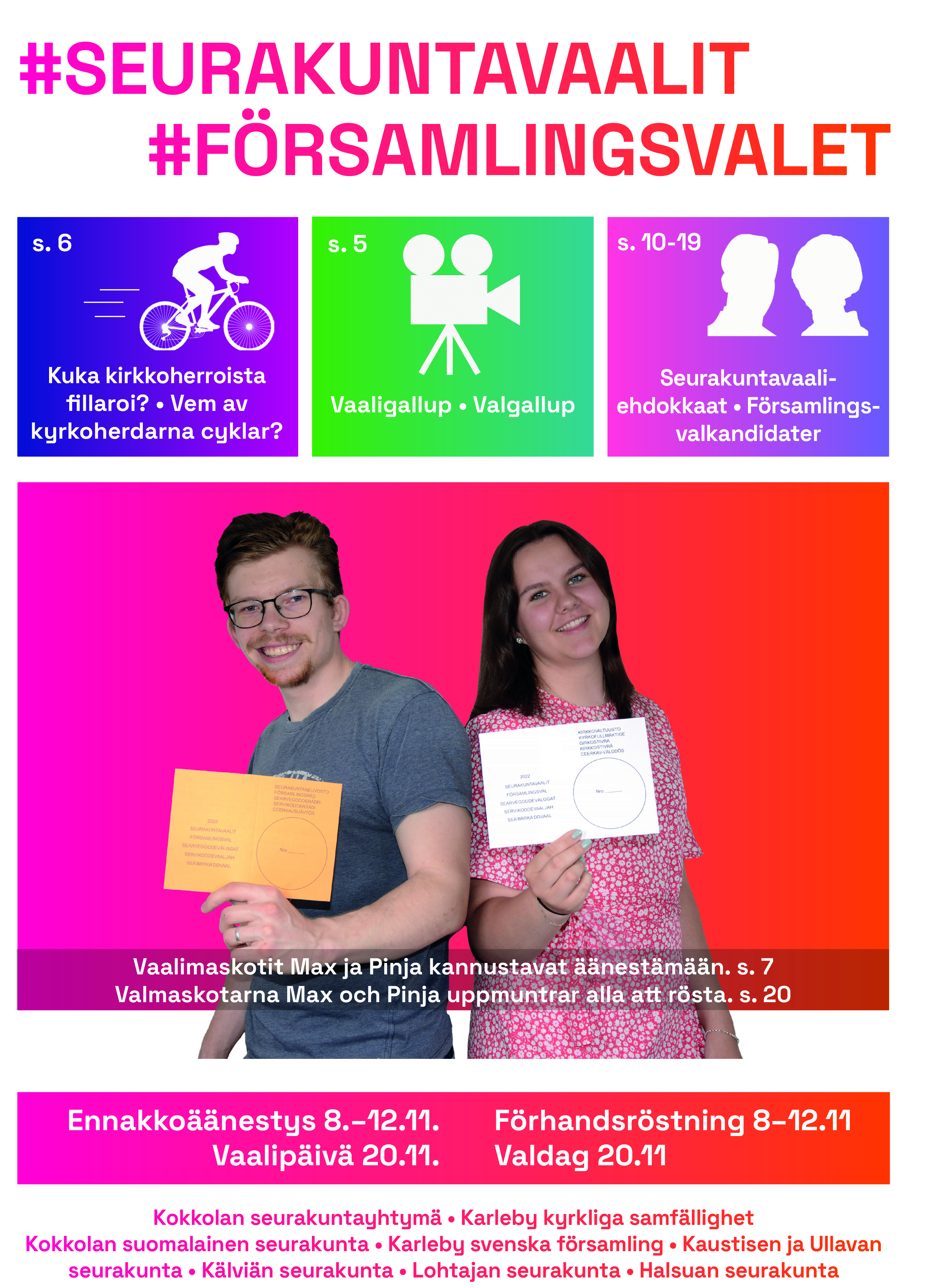 Seurakuntavaalilehden etusivu.