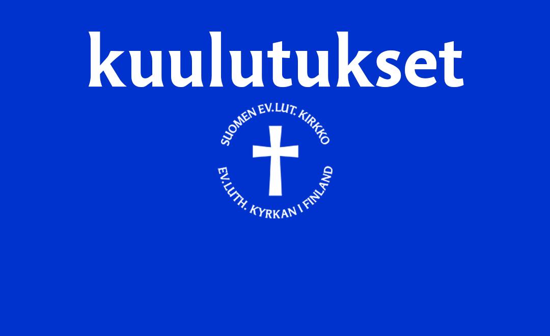 Sininen tausta. Valkoisella tekstillä sana 